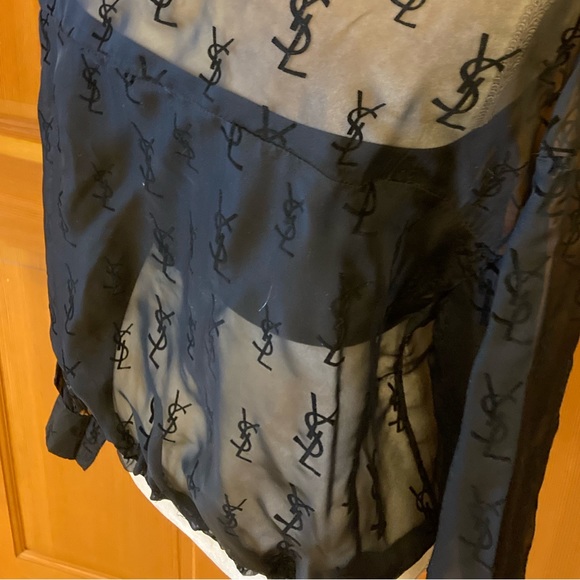 Authentic YSL Saint Laurent Women’s Black sheer button front shirt. FR38 - Picture 13 of 16